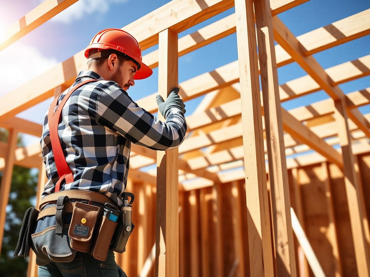 OP Construction carpenter framing a new house